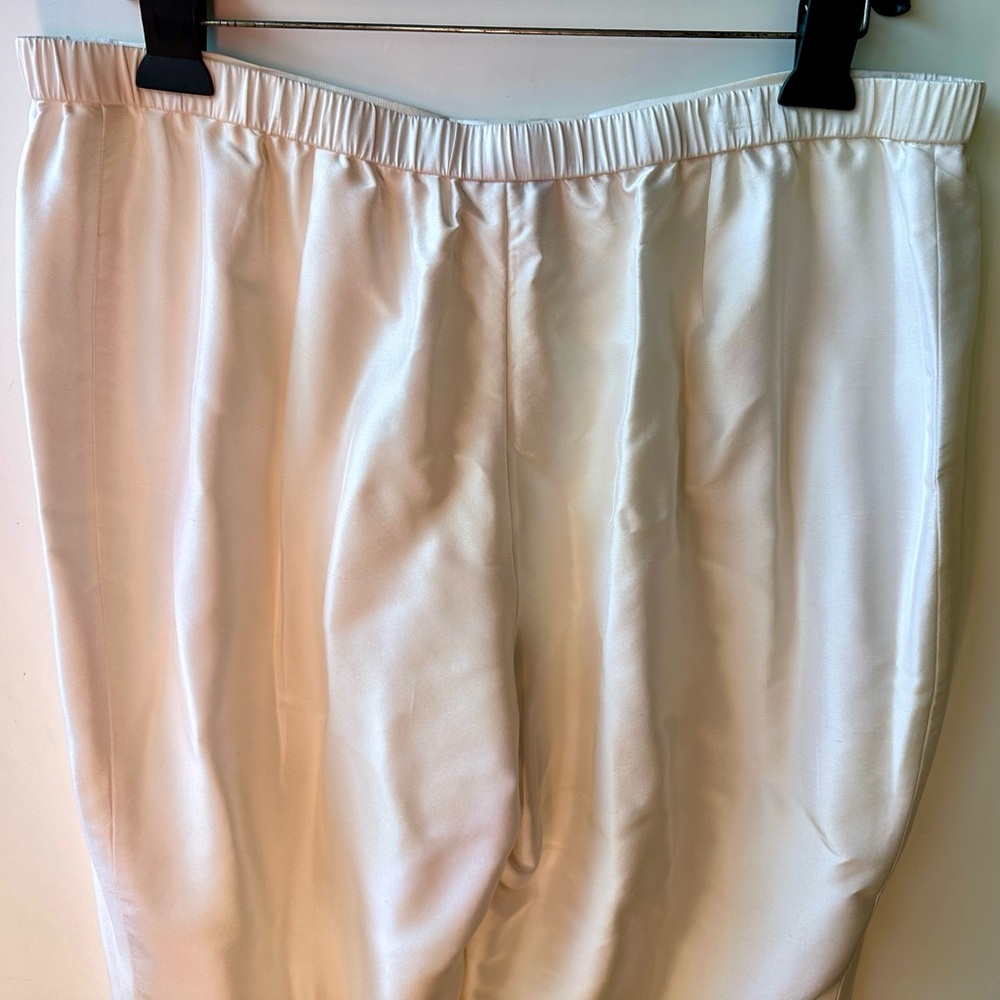 Neiman Marcus 100% Silk Elegant Cream White Women's Pants, XL - Picture 8 of 9